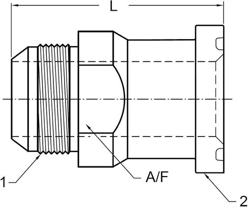 Brennan Industries 1800-16-24 1800 سلسلة محول هيدروليكي مستقيم من الفولاذ الكربوني، JIC Flare بواسطة Code 62 Flange، الزنك الشفاف in Saudi Arabia