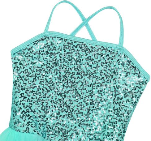 YiZYiF Kids Girl's Sequined Camisole Ballet Dress Chiffon Dance Leotard in Saudi Arabia