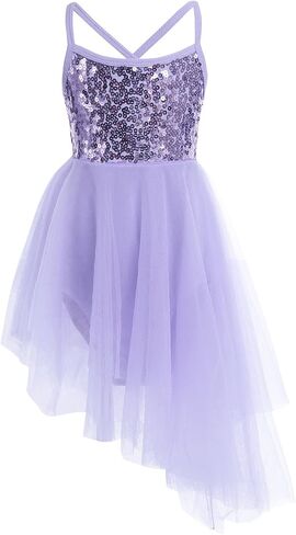 YiZYiF Kids Girl's Sequined Camisole Ballet Dress Chiffon Dance Leotard in Saudi Arabia