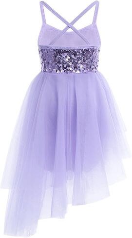 YiZYiF Kids Girl's Sequined Camisole Ballet Dress Chiffon Dance Leotard in Saudi Arabia