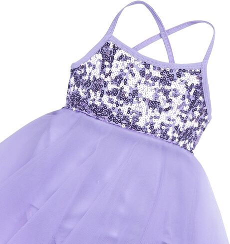 YiZYiF Kids Girl's Sequined Camisole Ballet Dress Chiffon Dance Leotard in Saudi Arabia