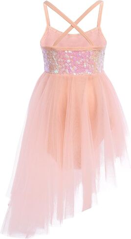 YiZYiF Kids Girl's Sequined Camisole Ballet Dress Chiffon Dance Leotard in Saudi Arabia