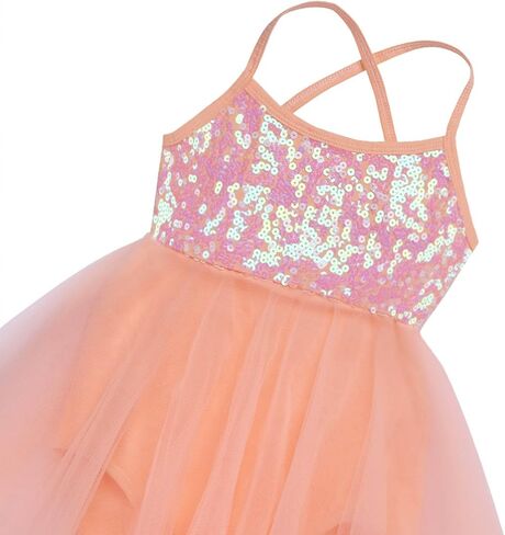 YiZYiF Kids Girl's Sequined Camisole Ballet Dress Chiffon Dance Leotard in Saudi Arabia