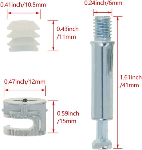 MroMax 3-in-1 Metal Furniture Connecting Kit 15mm OD Cam Fitting, 6x41mm Dowel Screws, 11mm OD Pre-Inserted Nut for Wardrobe Cabinet Drawer Dresser 5Sets in Saudi Arabia