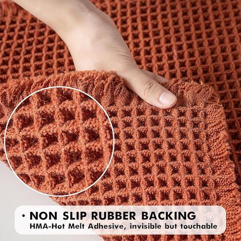 مجموعة MIULEE الخريفية البرتقالية مكونة من 2 سجاد حمام وافل، سجاد حمام فائق الامتصاص وغير قابل للانزلاق، سجادات حمام قابلة للغسل في الغسالة مع شرابات، سجادات دش مدعومة بالمطاط فائقة النعومة لأرضية الحمام، حوض استحمام، 17 × 24 بوصة in Kuwait