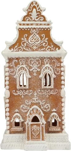 Braxio Gingerbread House زينة عيد الميلاد في الأماكن المغلقة - منزل خبز الزنجبيل لعيد الميلاد من الراتنج مع ضوء LED ديكور منزلي داخلي هدايا للرجال لعيد الميلاد 6.5 * 5.5 * 13.5 بوصة in Kuwait