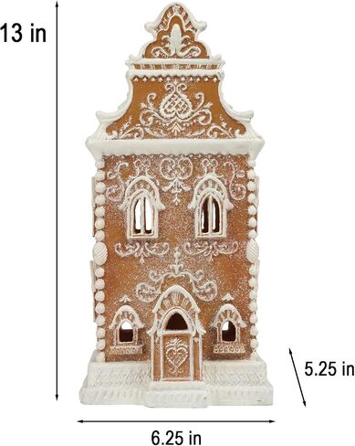 Braxio Gingerbread House زينة عيد الميلاد في الأماكن المغلقة - منزل خبز الزنجبيل لعيد الميلاد من الراتنج مع ضوء LED ديكور منزلي داخلي هدايا للرجال لعيد الميلاد 6.5 * 5.5 * 13.5 بوصة in Kuwait