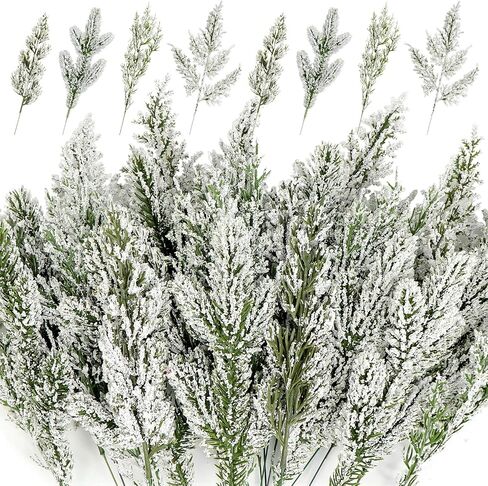 40 Pcs Artificial Pine Branches Assorted Faux Pine Stems Cedar Leaves Needle Sprigs Plastic Fake Christmas Greenery Pine Picks for Xmas Tree Wreaths Garlands DIY Accessories Home Decor (40, Green) in Saudi Arabia