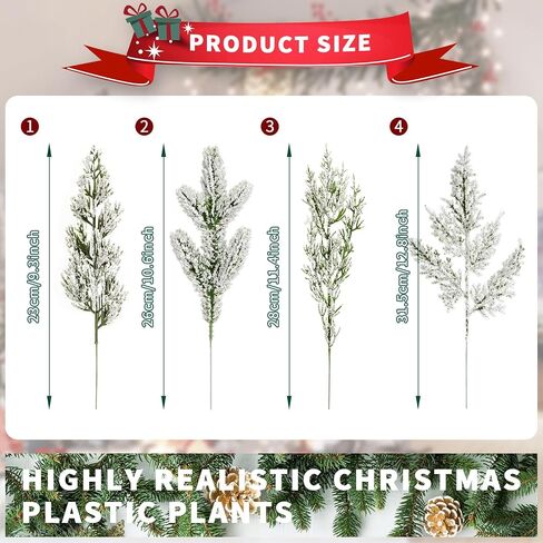 40 Pcs Artificial Pine Branches Assorted Faux Pine Stems Cedar Leaves Needle Sprigs Plastic Fake Christmas Greenery Pine Picks for Xmas Tree Wreaths Garlands DIY Accessories Home Decor (40, Green) in Saudi Arabia