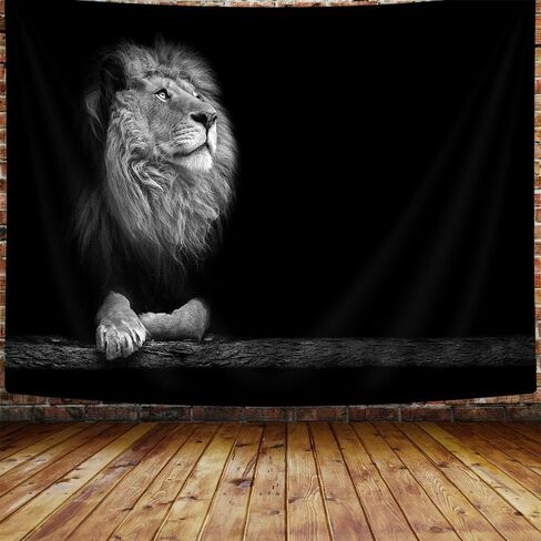 Bcsewcg Cool Lion Tapestry, Wild Animal African Lion on Black Background For Men, Extra Large Tablecloths Hippie Art Tapestries Wall Hanging for Bedroom Living Room Collage Dorm Room… in Kuwait