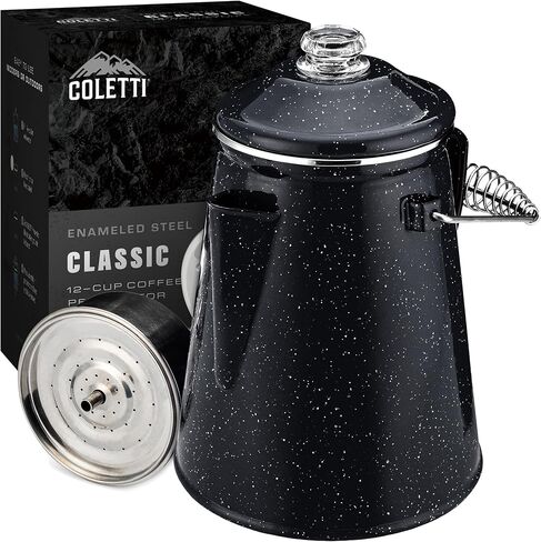 COLETTI Classic Percolator Coffee Pot — Camping Coffee Makers, Coffee Percolator – The Original Camping Coffee Pot, Now Modernized – For Campsite Brewmasters Everywhere [Pink Enamel, 12 Cup] in Kuwait