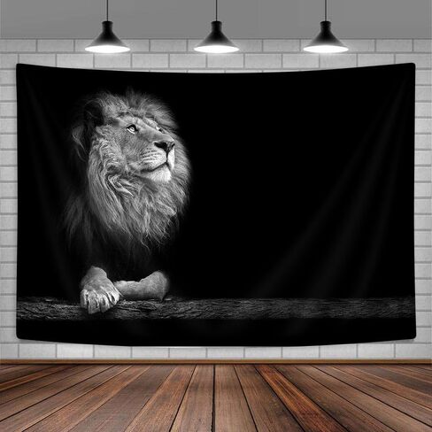 Bcsewcg Cool Lion Tapestry, Wild Animal African Lion on Black Background For Men, Extra Large Tablecloths Hippie Art Tapestries Wall Hanging for Bedroom Living Room Collage Dorm Room… in Kuwait