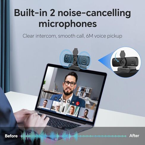 NewlineWork 4K AI Webcam for PC, USB Webcam with Microphone, Presenter Tracking, Gesture Control, Streaming Webcam with Zoom Privacy Cover Adjustable FOV Camera Web Cam for Laptop/Zoom/Skype/Teams in Kuwait