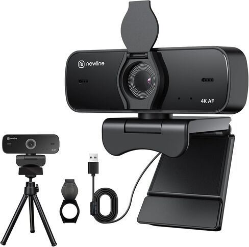 NewlineWork 4K AI Webcam for PC, USB Webcam with Microphone, Presenter Tracking, Gesture Control, Streaming Webcam with Zoom Privacy Cover Adjustable FOV Camera Web Cam for Laptop/Zoom/Skype/Teams in Kuwait