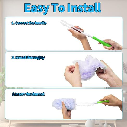 50 pcs 360° Duster Refills Kit Compatible with S-wiffer Dusters, Multi Surface Heavy Duty Feather Dusters Kit + 2 Handle for Cleaning Home, Purple in Saudi Arabia