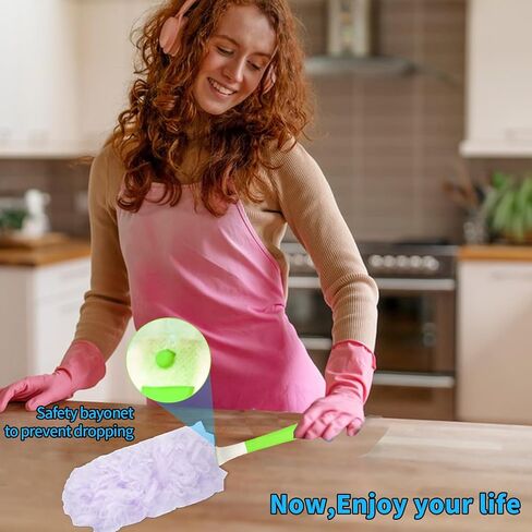 50 pcs 360° Duster Refills Kit Compatible with S-wiffer Dusters, Multi Surface Heavy Duty Feather Dusters Kit + 2 Handle for Cleaning Home, Purple in Saudi Arabia