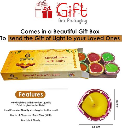 SATVIK Clay Diya 10 قطعة مجموعة شمع ترابي مملوءة بـ Diya Terracotta Diwali Dia مصباح زيت تقليدي لمصباح زيت Puja Vilakku مصنوع من ميتي الطبيعي ترحيب Deepawali Pooja عناصر الهدايا الهندية in Saudi Arabia
