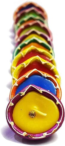 SATVIK Clay Diya 10 قطعة مجموعة شمع ترابي مملوءة بـ Diya Terracotta Diwali Dia مصباح زيت تقليدي لمصباح زيت Puja Vilakku مصنوع من ميتي الطبيعي ترحيب Deepawali Pooja عناصر الهدايا الهندية in Saudi Arabia