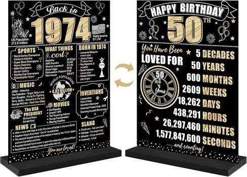 Eiurteao 100th Birthday Decorations Back in 1924 Table Sign for Men Women, Black Gold Happy 100 Bday Two-Sided Wooden Table Poster with Stand Party Supplies, One Hundred Birthday Display Holder Decor in Saudi Arabia