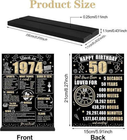 Eiurteao 100th Birthday Decorations Back in 1924 Table Sign for Men Women, Black Gold Happy 100 Bday Two-Sided Wooden Table Poster with Stand Party Supplies, One Hundred Birthday Display Holder Decor in Saudi Arabia