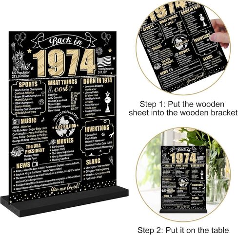 Eiurteao 100th Birthday Decorations Back in 1924 Table Sign for Men Women, Black Gold Happy 100 Bday Two-Sided Wooden Table Poster with Stand Party Supplies, One Hundred Birthday Display Holder Decor in Saudi Arabia