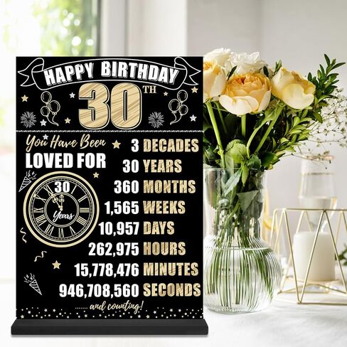 Eiurteao 100th Birthday Decorations Back in 1924 Table Sign for Men Women, Black Gold Happy 100 Bday Two-Sided Wooden Table Poster with Stand Party Supplies, One Hundred Birthday Display Holder Decor in Saudi Arabia