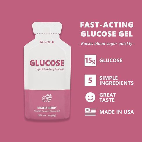 Glucose Liquid Gel, 15 Packets, Variety - 15g Fast-Acting Glucose to Raise Low Blood Sugar in Saudi Arabia