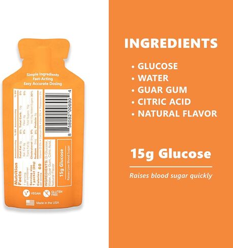 Glucose Liquid Gel, 15 Packets, Variety - 15g Fast-Acting Glucose to Raise Low Blood Sugar in Saudi Arabia