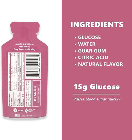 Glucose Liquid Gel, 15 Packets, Variety - 15g Fast-Acting Glucose to Raise Low Blood Sugar in Saudi Arabia