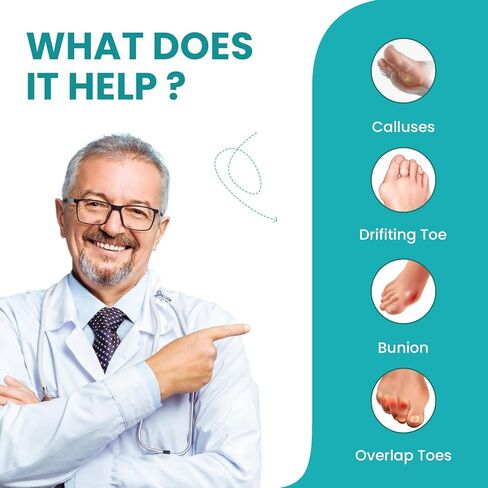 فواصل أصابع القدم وفواصل أصابع القدم - عبوة من 8 مصحح للورم لتصحيح محاذاة أصابع القدم - فواصل أصابع القدم للنساء والرجال - فواصل أصابع القدم للهدايا مع الجل (أبيض) - للنساء بعمر 11+، والرجال بعمر 10+ - L in Kuwait