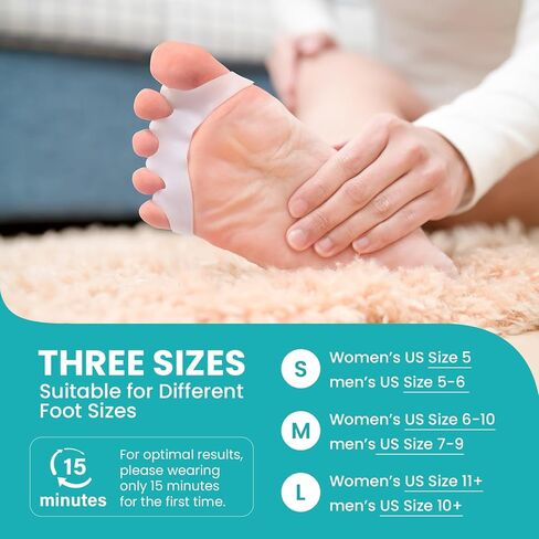 فواصل أصابع القدم وفواصل أصابع القدم - عبوة من 8 مصحح للورم لتصحيح محاذاة أصابع القدم - فواصل أصابع القدم للنساء والرجال - فواصل أصابع القدم للهدايا مع الجل (أبيض) - للنساء بعمر 11+، والرجال بعمر 10+ - L in Kuwait