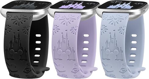Engraved Cartoon Band Compatible with Fitbit Versa 2 Band/Versa Lite/Versa Band Women, Cute Soft Silicone Replacement Straps Bracelet Sport Designer Fancy Summer Wristbands for Versa SE in Kuwait