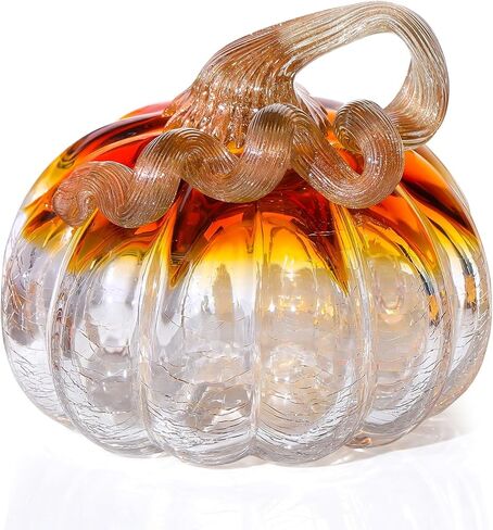 Ornalrist الزجاج اليد في مهب البرتقال اليقطين حصاد الخريف ديكور عيد الهالوين ديكورات عيد الشكر ديكور الجدول المركزية هدايا اليقطين للنساء الخريف منزل المزرعة in Kuwait