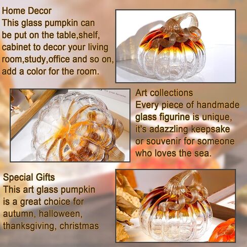 Ornalrist الزجاج اليد في مهب البرتقال اليقطين حصاد الخريف ديكور عيد الهالوين ديكورات عيد الشكر ديكور الجدول المركزية هدايا اليقطين للنساء الخريف منزل المزرعة in Kuwait