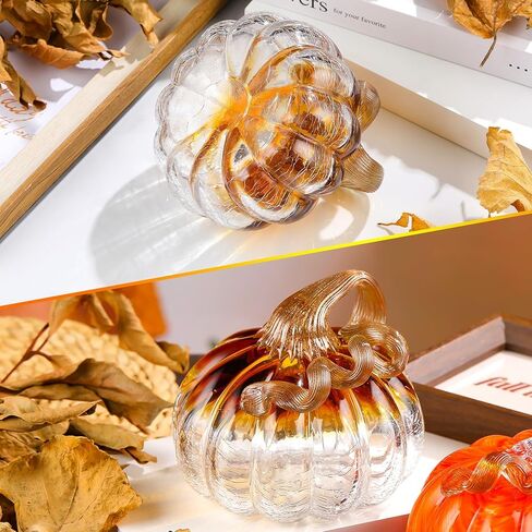 Ornalrist الزجاج اليد في مهب البرتقال اليقطين حصاد الخريف ديكور عيد الهالوين ديكورات عيد الشكر ديكور الجدول المركزية هدايا اليقطين للنساء الخريف منزل المزرعة in Kuwait