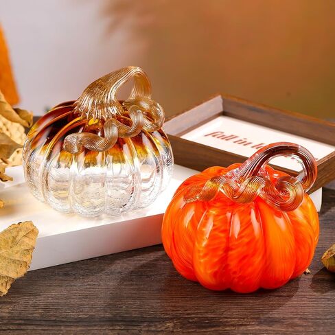 Ornalrist الزجاج اليد في مهب البرتقال اليقطين حصاد الخريف ديكور عيد الهالوين ديكورات عيد الشكر ديكور الجدول المركزية هدايا اليقطين للنساء الخريف منزل المزرعة in Kuwait