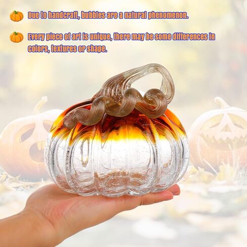 Ornalrist الزجاج اليد في مهب البرتقال اليقطين حصاد الخريف ديكور عيد الهالوين ديكورات عيد الشكر ديكور الجدول المركزية هدايا اليقطين للنساء الخريف منزل المزرعة in Kuwait