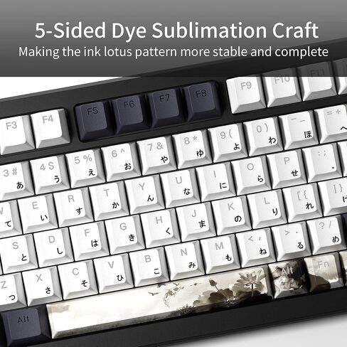 PBT Japanese Keycaps, Shine Through White Keycaps, Plum Blossom Custom Keycap Set 127 Keys, Doubleshot Keycaps, Cherry Profile Keyboard Keycaps for Cherry Gateron MX Switches Mechanical Keyboards in Saudi Arabia