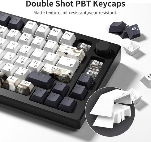 PBT Japanese Keycaps, Shine Through White Keycaps, Plum Blossom Custom Keycap Set 127 Keys, Doubleshot Keycaps, Cherry Profile Keyboard Keycaps for Cherry Gateron MX Switches Mechanical Keyboards in Saudi Arabia