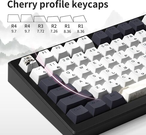 PBT Japanese Keycaps, Shine Through White Keycaps, Plum Blossom Custom Keycap Set 127 Keys, Doubleshot Keycaps, Cherry Profile Keyboard Keycaps for Cherry Gateron MX Switches Mechanical Keyboards in Saudi Arabia