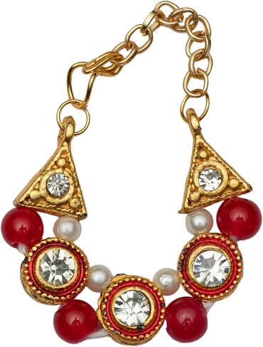 Set of 2 Moti Mala for Laddu Gopal/Devi Maa/Radha Krishna/Indian Traditional God Goddess Haar Sringar Set Deities jewellary Janmashtami All God Statue for Festival Decoration(Size:-2'')(Red & White) in Saudi Arabia