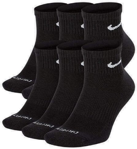 Nike SX6899-010: مجموعة من 6 جوارب رجالية للكاحل للاستخدام اليومي باللون الأبيض/الأسود (متوسط) in Saudi Arabia