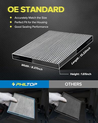 PHILTOP ACF269 (CF11174) Cabin Air Filter, Replacement for Fusion (2010-2012), Lincoln (2010-2012), Mercury (2010-2011), Premium Cabin Filter with Activated Carbon Filter Up Dust Pollen Odor in Saudi Arabia
