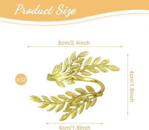 Chris.W 12 قطعة من حلقات مناديل القمح الذهبية، حامل مناديل أوراق معدنية، حلقة منشفة لمهرجان الحصاد لطاولة الطعام والذكرى السنوية وأعياد الميلاد وعيد الميلاد والخريف والهالوين وعيد الشكر وإعداد طاولة الحفلات in Kuwait