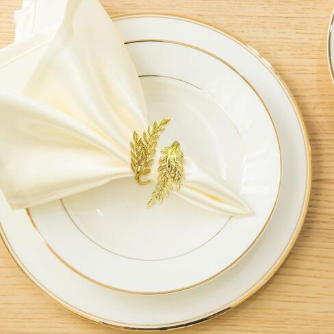 Chris.W 12 قطعة من حلقات مناديل القمح الذهبية، حامل مناديل أوراق معدنية، حلقة منشفة لمهرجان الحصاد لطاولة الطعام والذكرى السنوية وأعياد الميلاد وعيد الميلاد والخريف والهالوين وعيد الشكر وإعداد طاولة الحفلات in Kuwait