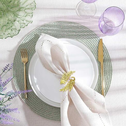Chris.W 12 قطعة من حلقات مناديل القمح الذهبية، حامل مناديل أوراق معدنية، حلقة منشفة لمهرجان الحصاد لطاولة الطعام والذكرى السنوية وأعياد الميلاد وعيد الميلاد والخريف والهالوين وعيد الشكر وإعداد طاولة الحفلات in Kuwait