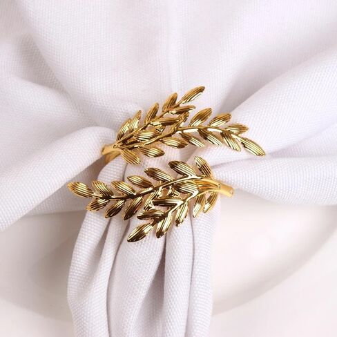 Chris.W 12 قطعة من حلقات مناديل القمح الذهبية، حامل مناديل أوراق معدنية، حلقة منشفة لمهرجان الحصاد لطاولة الطعام والذكرى السنوية وأعياد الميلاد وعيد الميلاد والخريف والهالوين وعيد الشكر وإعداد طاولة الحفلات in Kuwait