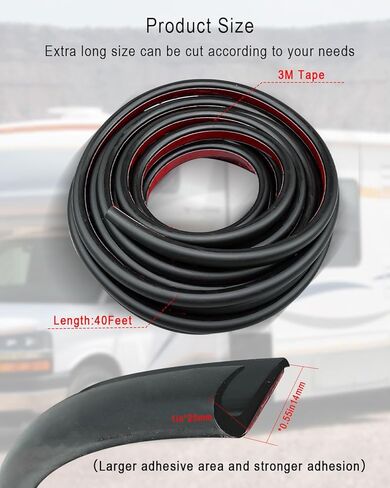 40Ft J-Shape RV Trim Molding, Roof Weather Stripping Trim Seal with Self-Adhesive, Rain Gutter Rubber Drip Rail Fit for Car, Truck, RV, Boat and Home Application, White in Kuwait