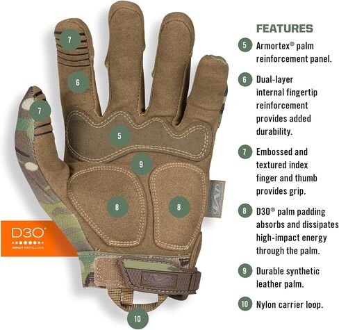 Mechanix Wear: M-Pact Tactical Gloves with Secure Fit, Touchscreen Capable Safety Gloves for Men, Work Gloves with Impact Protection and Vibration Absorption (Camouflage - MultiCam, Large) in Kuwait