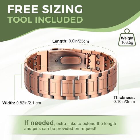 MagEnergy Copper Bracelet for Men Lymphatic Drainage Pain Relief 3X Magnetic Bracelets Adjustable Jewelry Present with Sizing Tool in Saudi Arabia